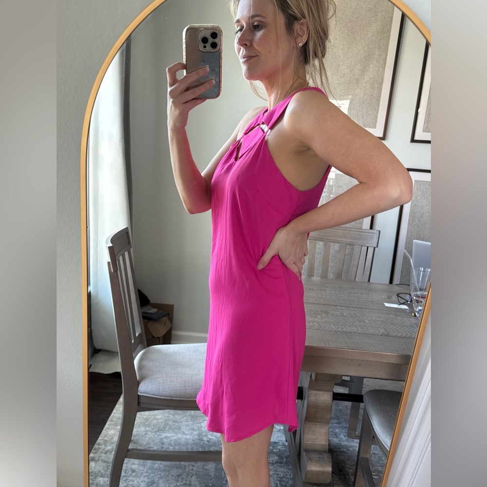 Gianni Bini Barbie Hot Pink Fuchsia Cut Out Mini Dress - Picture 5 of 12